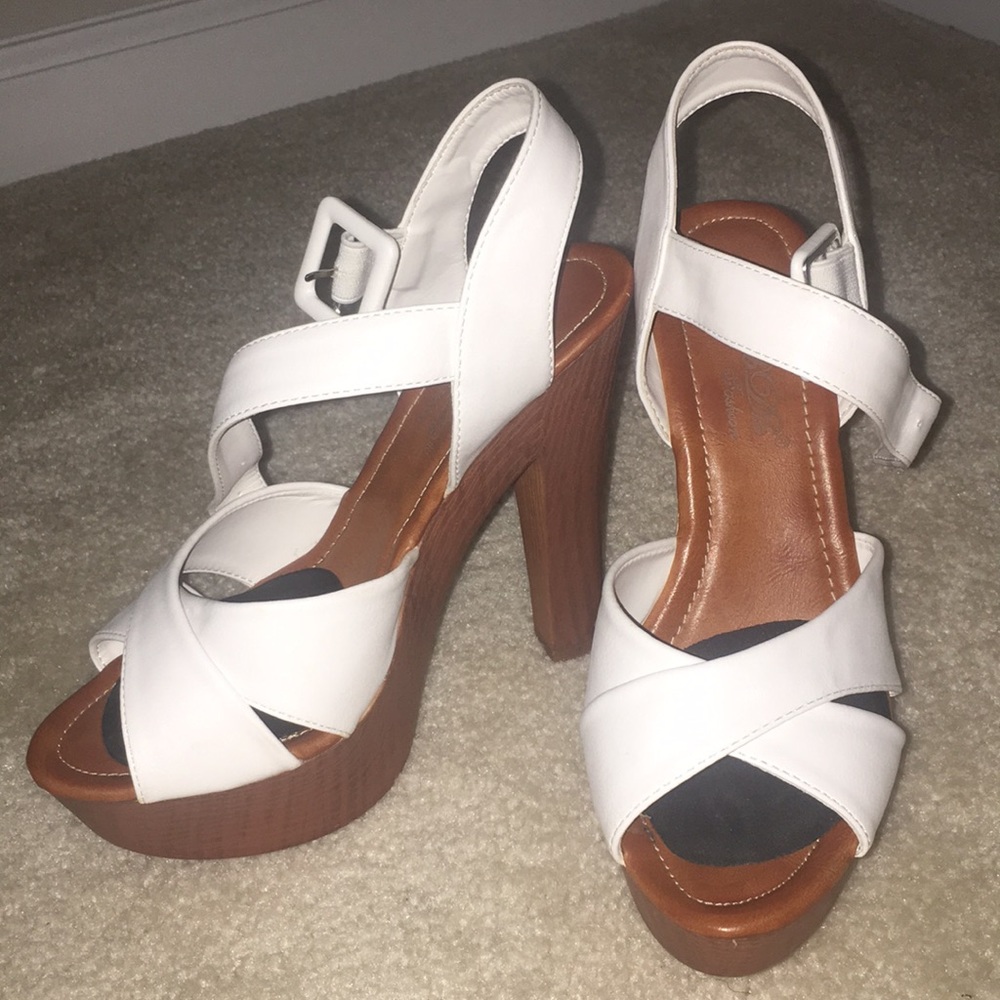🔥 D6Dk Fashion White Strap Open Toe Pump Heels